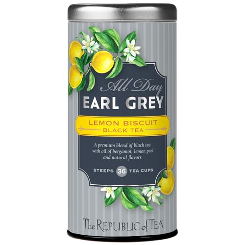 The Republic of Tea - All Day Earl Grey Lemon Biscuit Black Tea, Naturally Caffeinated, 36 Tea Bags