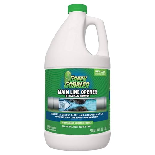 Green Gobbler Ultimate Main Drain Opener | Drain cleaner Hair Clog Remover | Works On Main Lines, Sinks, Tubs, Toilets, Showers, Kitchen Sinks | 64
