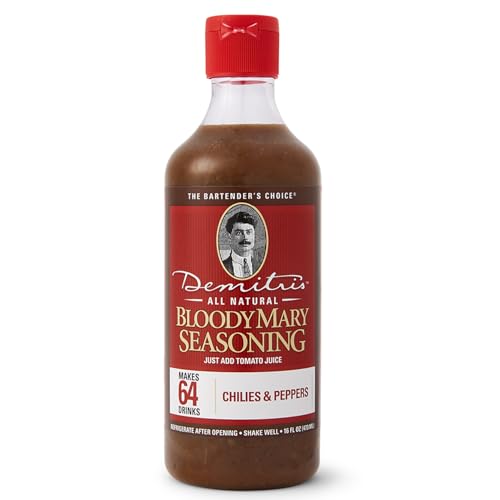 Demitri's Bloody Mary Seasoning Chilies & Peppers - Spicy Bloody Mary Mix - Concentrated Mixer - Bold Rich Flavor - Perfect for Home Brunch Parties