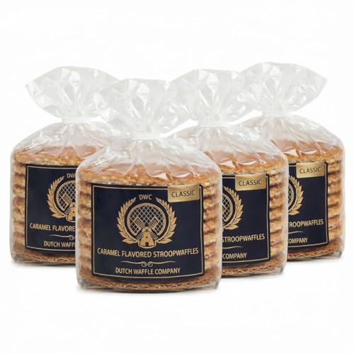 Dutch Waffle Company Stroopwafels, Classic Caramel Filled Dutch Waffle Cookies, 32 Count (4 x 8-Count), Authentic Holland Style