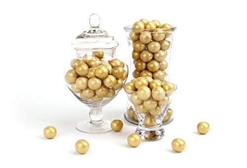 Color It Candy Shimmer Gold 1 inch Gumballs 14 Ounce Stand Up Bag - Perfect For Table Centerpieces, Weddings, Birthdays, Candy Buffets, & Party