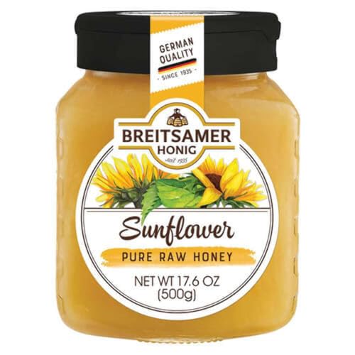 Breitsamer Sunflower Raw Honey Jar, 17.6 Ounce
