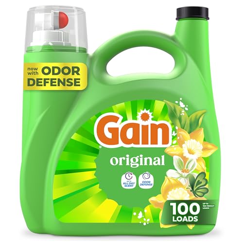 Gain Liquid Laundry Detergent, Freshness, Odor Defense, High Efficiency Washing Machine Liquid Laundry Soap, Original Scent, 154 fl oz, 100 Loads