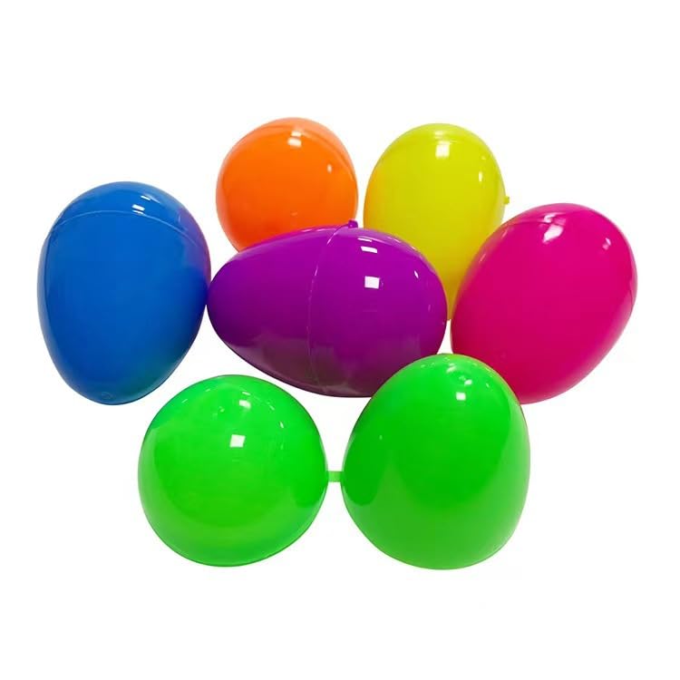 BHSGUO Easter Plastic Eggs Bulk - Colorful Fillable Egg Shells for Egg Hunts, Party Favors, Candy & Small Toys, Reusable Hinged Surprise Eggs
