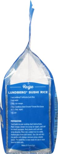 Lundberg Organic California Sushi Rice - Short Grain Rice, White Japanese-Style Sticky Rice for Perfect Sushi Rolls, Rice Bowls, and Mochi, White Rice Grown in California, 32 Oz