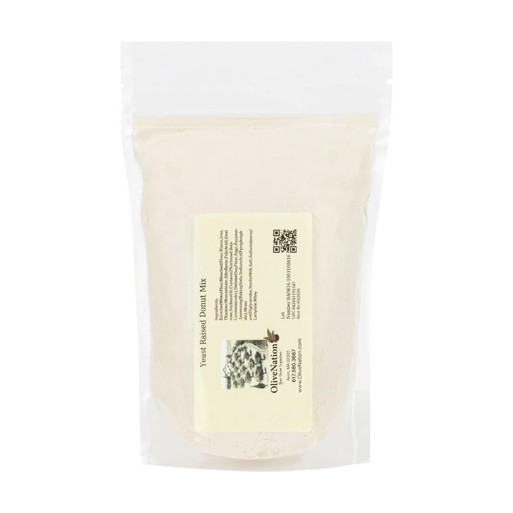 OliveNation Yeast Raised Donut Mix - Easy Prep Powder Blend for Home or Professional Bakery Quality Tender, Airy Ring Doughnuts, Bars, Donut Holes, Pastry, Great with Fillings, Glaze, Icing (16.00oz)
