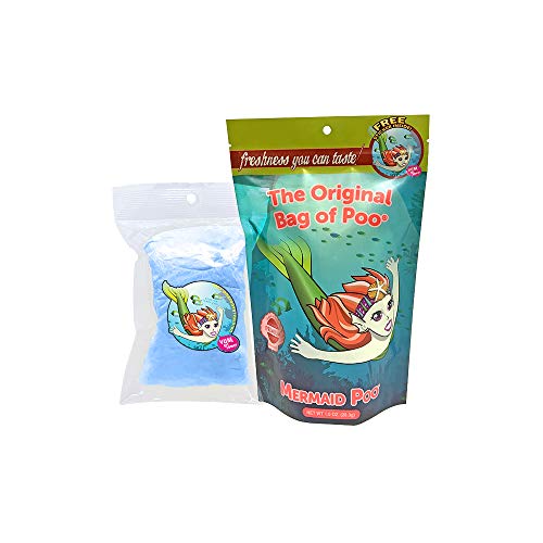 The Original Bag of Poo®, Mermaid Poo (Blueberry Flavor Cotton Candy) Novelty Poop Gag Gift. Free sticker inside.