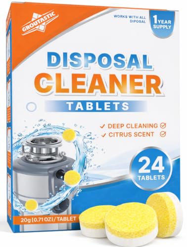 Groutastic Garbage Disposal Cleaner Tablets - 24 Pack Foaming Sink Deodorizer & Drain Cleaner, Fresh Citrus Scent, Kitchen Disposal Cleaning Pods, 1