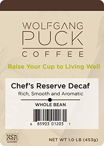Wolfgang Puck Coffee, Chef's Reserve Decaf, Whole Bean Coffee, 1-Pound