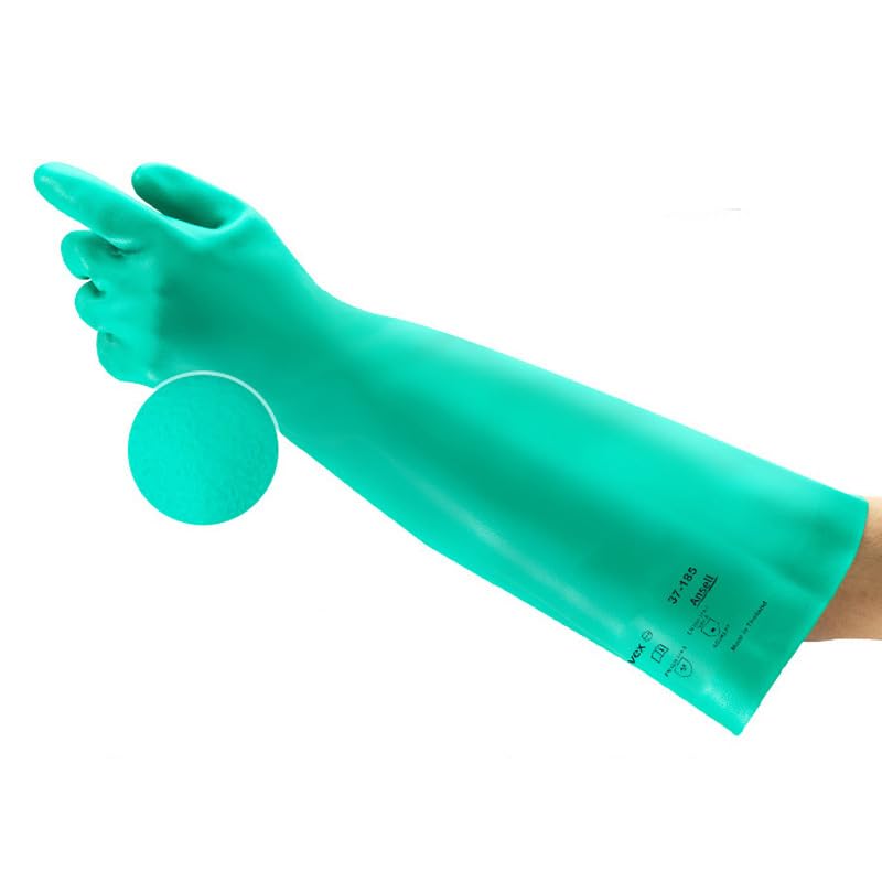 Ansell Sol-Vex 37-185-10 X-Large Glove 18" Size 10 (1 Pair) Unlined Nitrile Gloves Sandpatch Finish