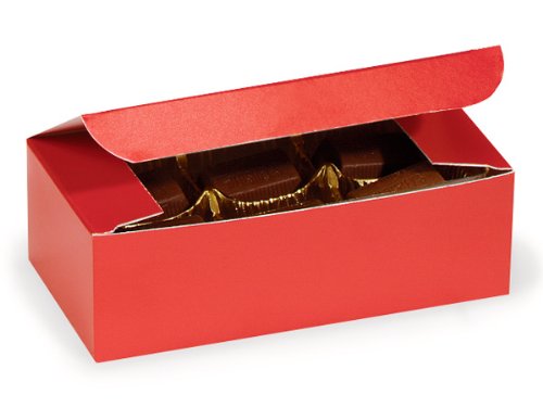 Pack of 100, Solid Red Candy Boxes 1/2 Lb 5.5 X 2.75 X 1.75" 1 Pc Boxes Made in USA for Candy/Fine Chocolates & Fudge