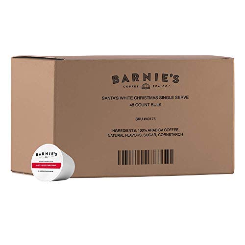 Barnie's Coffee Santa's White Christmas Single Serve Coffee Pods with Coconut, Vanilla, and Caramel Flavors, Medium Roast Arabica Coffee Beans