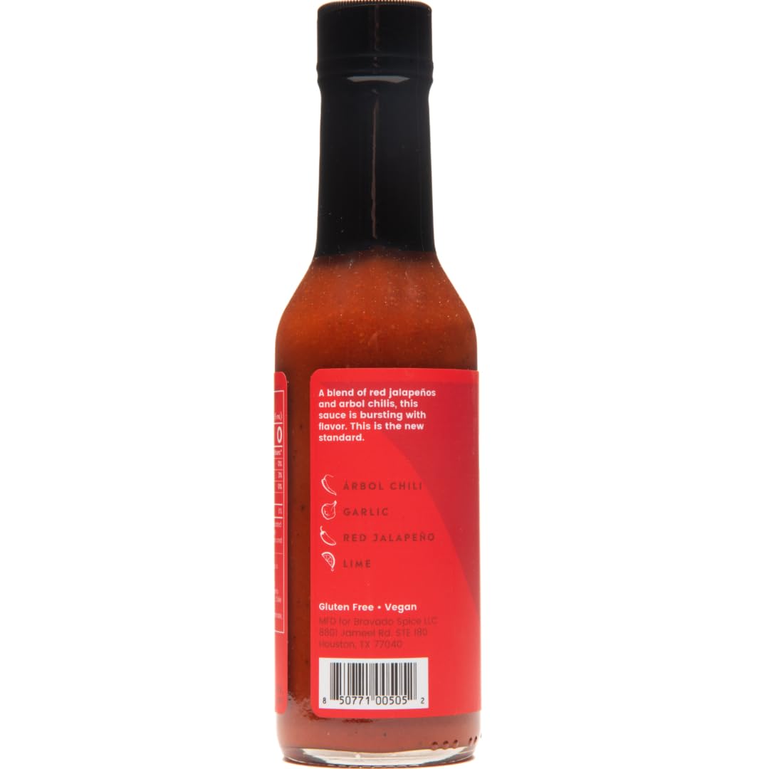 Arbol Chili and Garlic Hot Sauce By Bravado Spice Gluten Free, Vegan, Low Carb, Paleo Hot Sauce All Natural 5 oz Hot Sauce Bottle Award Winning