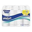 Windsoft Premium Paper Towels, 12-Pack, 110 Sheets Per Roll, Double Rolls, Perforated Full & Half Sheets, 2-Ply White Kitchen Towels, Embossed