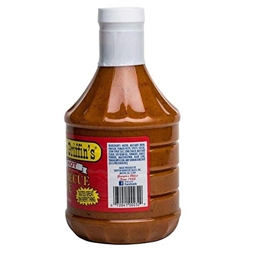 Mrs Griffin's Hot BBQ Sauce 32 oz - Tangy Mustard Based BBQ Sauce (Hot, 32 oz)