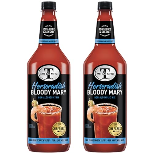 Mr & Mrs T Horseradish Bloody Mary Mix, 1L Bottle, - Premium Cocktail Mixer for Bloody Marys, Ready to Use