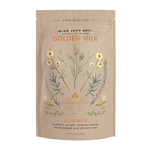 Harney & Sons Golden Milk Powder| Wellness Blend with Turmeric, Ginger, Coconut & Spices, 10 Oz Bag