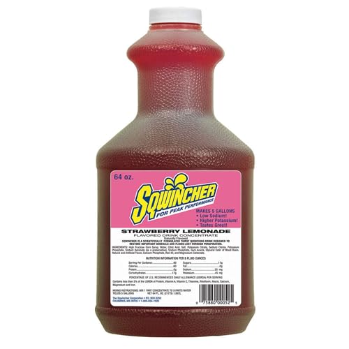 Sqwincher 030319-SL 64 oz Strawberry Lemonade Liquid Concentrate Drink Mix