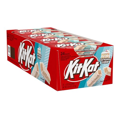 KIT KAT Birthday Cake Flavored Creme with Sprinkles, Bulk, Individually Wrapped Wafer Candy Bars, 1.5 oz (24 Count)