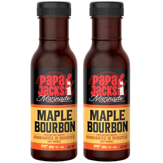 Papa Jacks Maple Bourbon Marinade, 13oz - Marinates in Minutes, Low Sodium Beef Marinade Sauce for Grilling, Roasting, Pan-Searing (2 Pack, Maple
