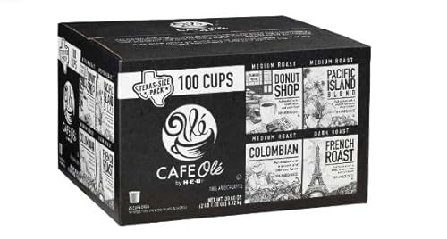 HEB CAFE OLé by H-E-B Single Serve Coffee Pods Variety Pack, 100 Count -Donut Shop, Pacific Island Blend, Colombian & French Roast