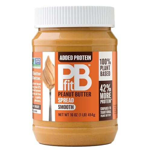 PBfit Peanut Butter Spread, 10g Plant Based Protein per Serving, Keto and Vegan Nut Butter, No Palm Oil, No Artificial Sweeteners or Preservatives, 16