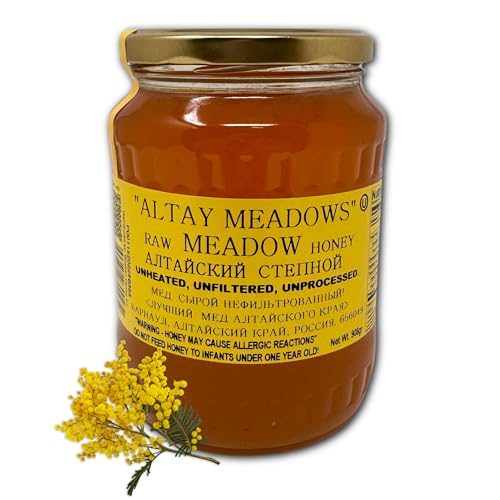 Altay Raw Meadow Honey - 100% Pure, Unfiltered, Unpasteurized, Ethically Sourced - Glass Jar, 908g / 35.2oz