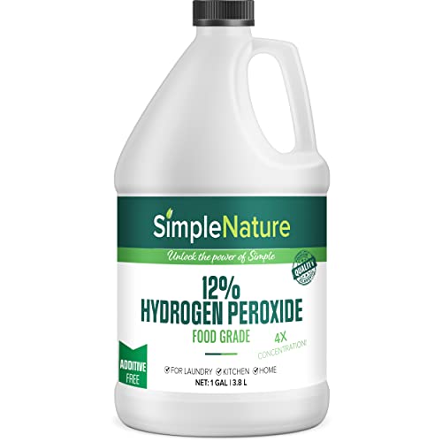 SimpleNature 12% Food Grade Hydrogen Peroxide Solution - 1 Gallon - Natural Multipurpose Cleaner - Made in USA - Ideal for Commercial, Residential
