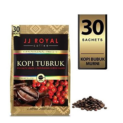 JJ Royal Coffee Kopi Tubruk - Pure Black (Microground Coffee)(30s x 5.5g) 165g - A smooth and mellow coffee without any additives or preservatives