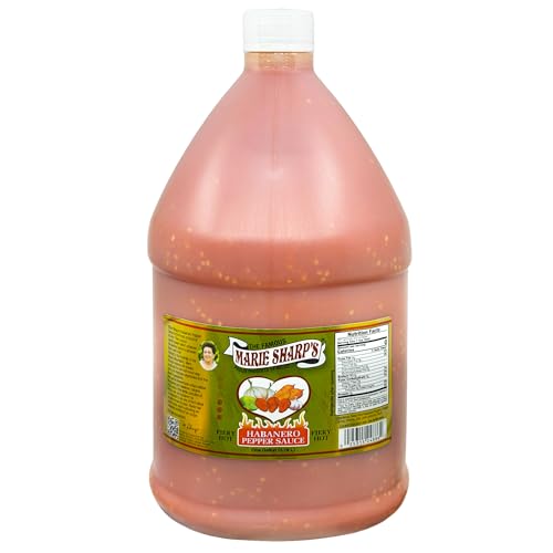 Marie Sharp’s Fiery Hot Habanero Pepper Sauce, 1 Gallon - Extra Hot Belizean Hot Sauce with Intense Heat & Flavor - All-Natural, Gluten-Free