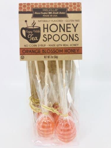 MelvilleCandy Hard Candy Orange Blossom Honey Dipper Lollipop On Wooden Ball Sticks, 5 Count Bag