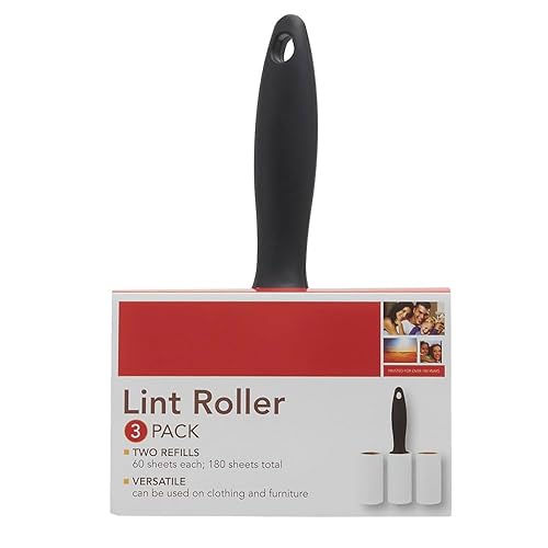 Home Basics Extra Sticky Lint Roller with 60 Sheets & 2 Bonus Refills by Home Basics Pet Hair & Lint Remover for Clothes, Furniture, and Car Easy Peel