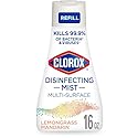 Clorox Disinfecting Mist Refill, Multi-Surface Disinfectant, Household Essentials, Lemongrass Mandarin, 16 Fluid Ounces