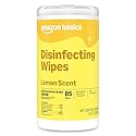 Amazon Basics Disinfecting Wipes, Lemon Scent, Thick All Purpose Cleaning Wipes, Sanitizes/Cleans/Disinfects/Deodorizes, 85 Count