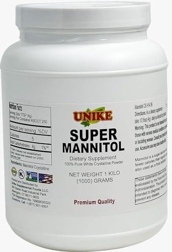 Unike Nutra Mannitol Powder - Mannitol Sweetener, Sugar Substitute, Mannitol Supplement, Natural & Gluten Free, 4g per Servings, Premium Mannitol