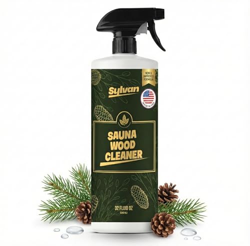 Sylvan Hills Sauna Wood Cleaner 32 oz | Made in the USA | Sauna Spray removes Stains, Sweat & Odors | Fast-Drying & Streak-Free Formula | Natural Wood