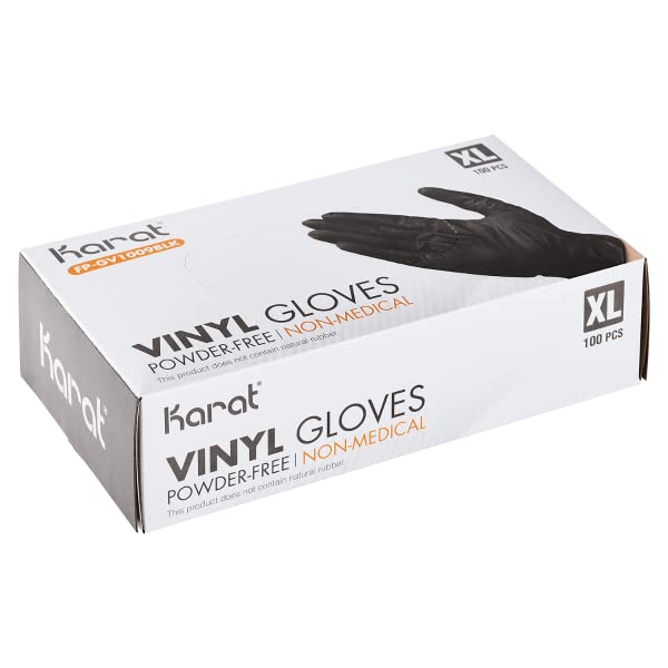 Karat FP-GSV1047B Synthetic Vinyl Powder-FREE Glove (Black) - Medium - 1,000 case