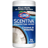 Clorox Scentiva Disinfecting Wipes, Coconut and Waterlily, Antibacterial, 75 Count