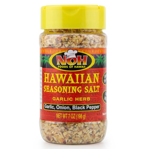 NOH Hawaiian Seasoning Salt, 7 Oz Shaker Bottle (Pack of 1) - No MSG Garlic Herb Blend - Authentic Salt Seasoning with Garlic Herb, Onion & Black