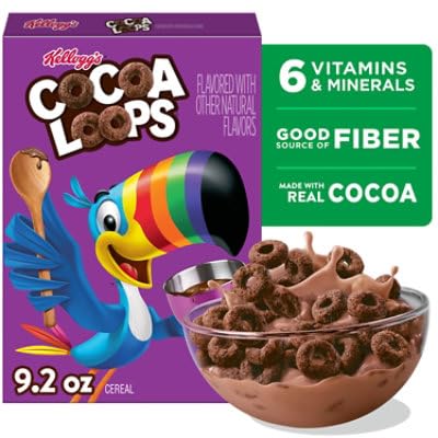 Kellogg'S, Cocoa Loops Original Fiber Breakfast Cereal, 9.2 Ounce