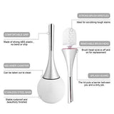 Toilet Bowl Brush and Holder, Creative Toilet Brush Set with Stainless Steel Base (White)