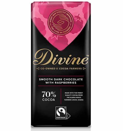 Divine Dark Chocolate with Raspberry 100g - Pack of 2