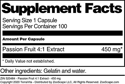 Passion Fruit 4:1 Extract - 450 mg (100 Capsules, ZIN: 520484)
