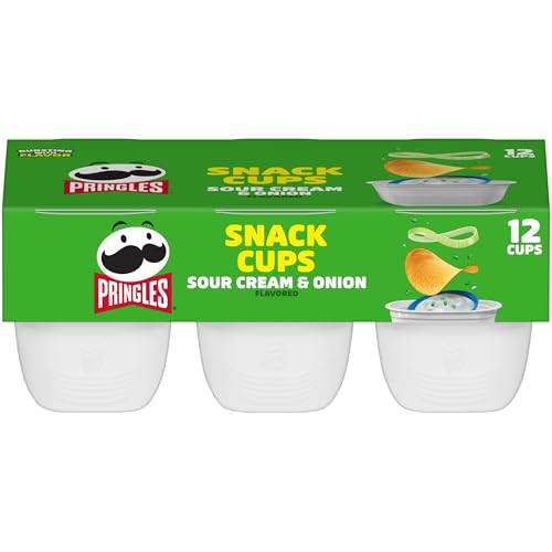 Pringles, Potato Crisps Chips, Sour Cream and Onion, Lunch Food, Snack Stacks, 8.8oz Tray (12 Count)