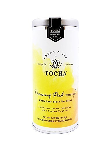 Tocha Organic Morning Pick-Me-Up Black Tea - Bold & Smooth Caffeine Boost | 15 Biodegradable Pyramid Bags | Floral Osmanthus Aroma, Non-GMO