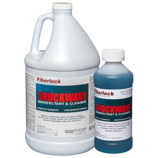 Fiberlock Shockwave Disinfectant Cleaner Concentrate, 1 Gallon, Ideal for Water Restoration & Flood Mitigation, Hospital-Grade Disinfectant