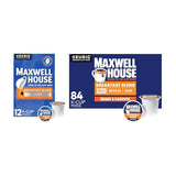 Maxwell House House Blend Medium Roast K-Cup Coffee Pods 84 CT + Breakfast Blend Light Ground Coffee K-Cup Pods 12 CT (Variety Pack)