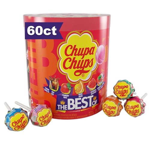 Chupa Chups Best Of Lollipop Assortment, Five Flavors, Easter Candy, Easter Basket Essentials Stuffers for Kids and Adults, Individually Wrapped, 25.3