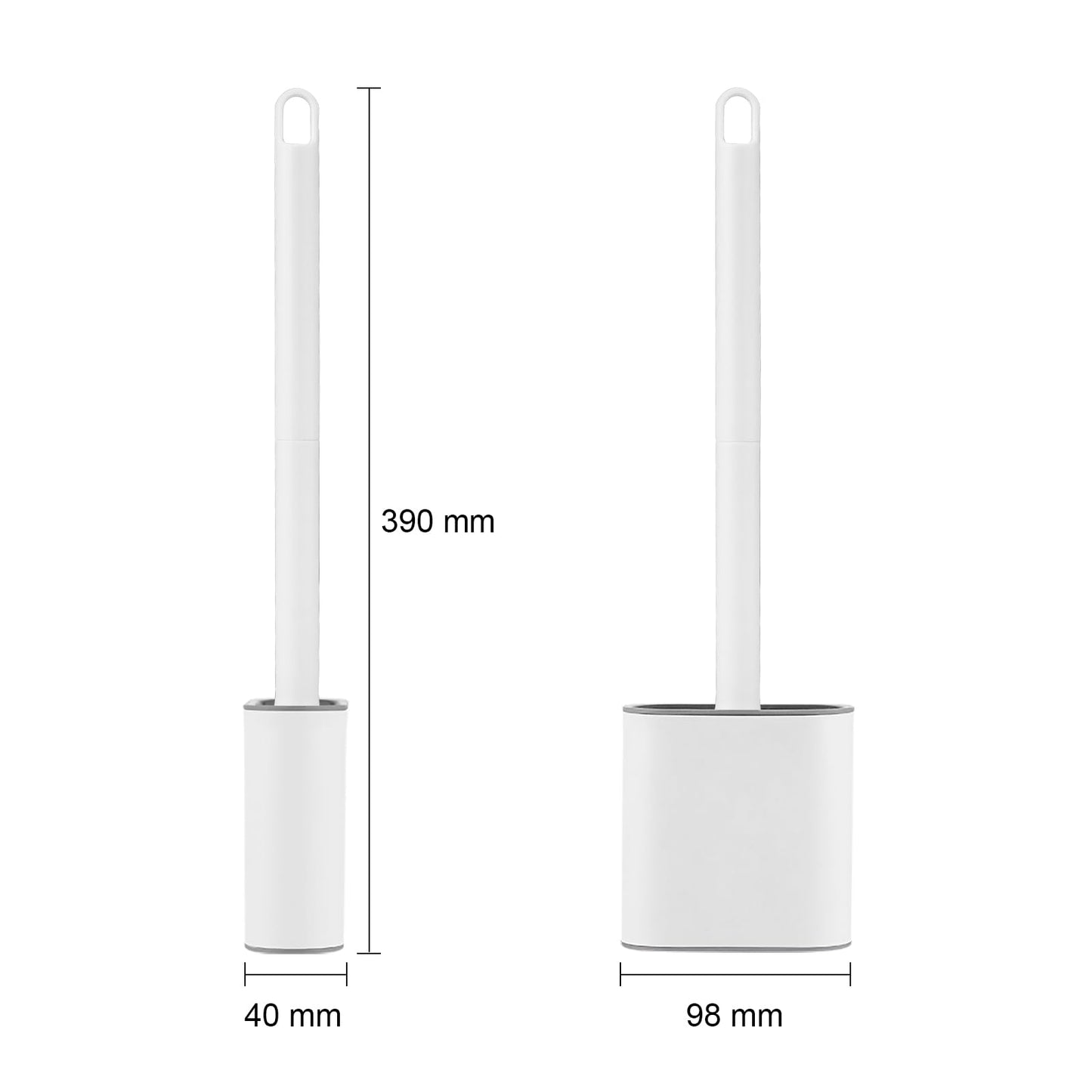 Ibergrif M34151-3 Toilet Brushes & Holders, Deep Cleaner Silicone Toilet Brush, Flat Toilet Brush with Long Handle, Quick Drying Loo Brush and Holder