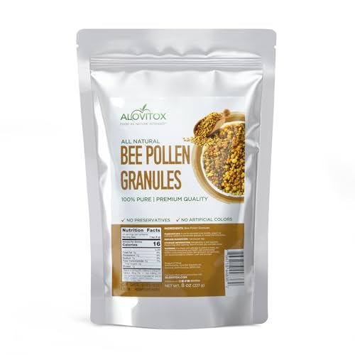 Alovitox Bee Pollen Granules 8 Oz | 100% Pure, Organic Bee Pollen for Bearded Dragons | Superfood Packed Bee Pollen Organic with Antioxidant, Protein
